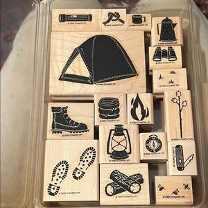 Stampin' Up! 1998 Retired 17pc wooden stamping set, Roughing It